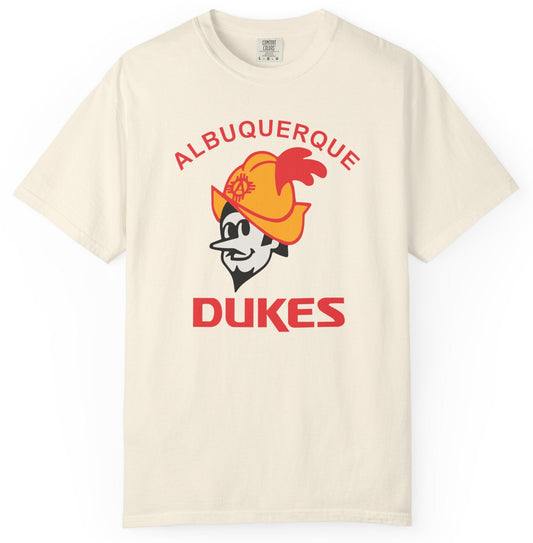 T-shirt with Albuquerque Dukes baseball team logo and 'Albuquerque Dukes' text