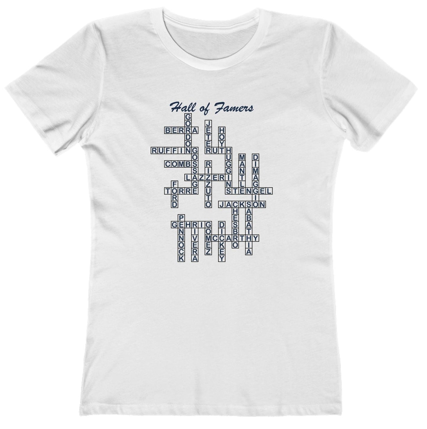 NY Yankees Hall of Famers Crossword Women's T-Shirt