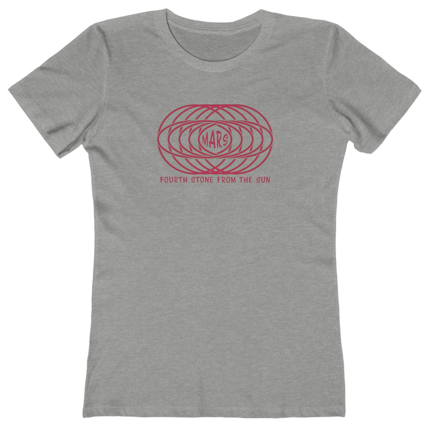 T-shirt with text "MARS" in the center of a futuristic graphic design and "Fourth Stone from the Sun" below the graphic.