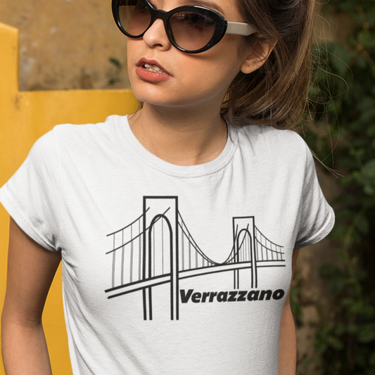 T-shirt with a bridge graphic and 'Verrazzano' text 