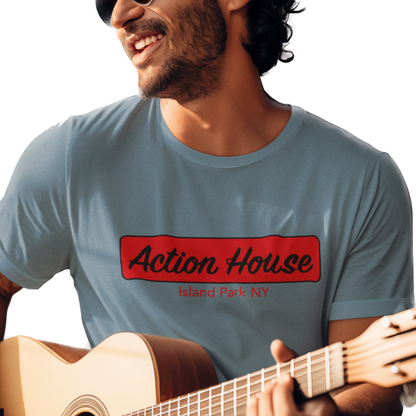 T-shirt with 'Action House Island Park' text
