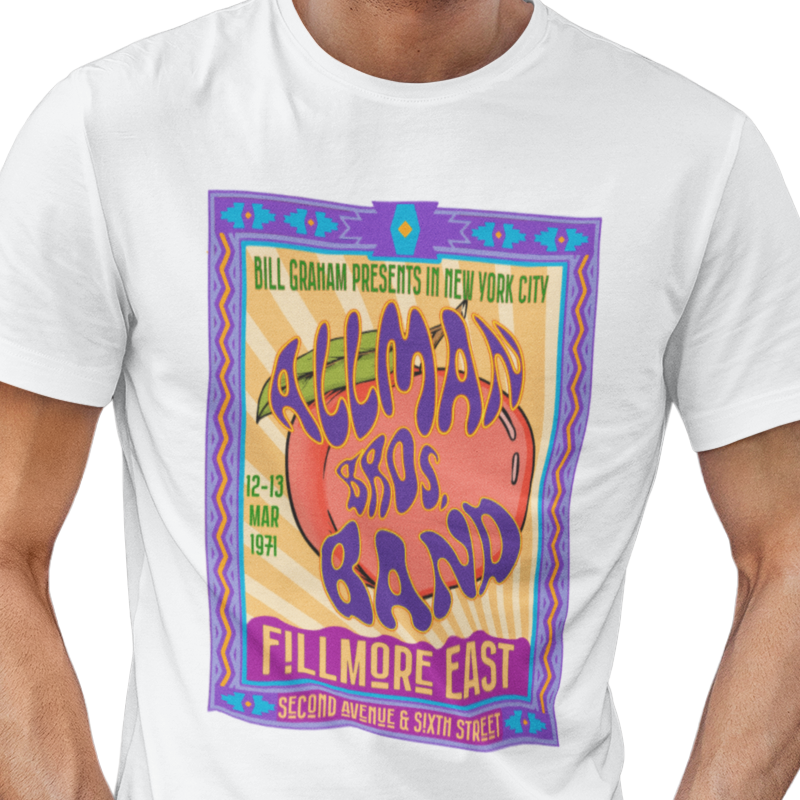 T-shirt with Allman Brothers Band Fillmore East poster graphic