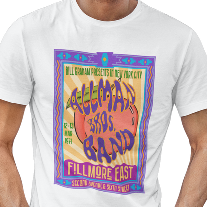 T-shirt with Allman Brothers Band Fillmore East poster graphic