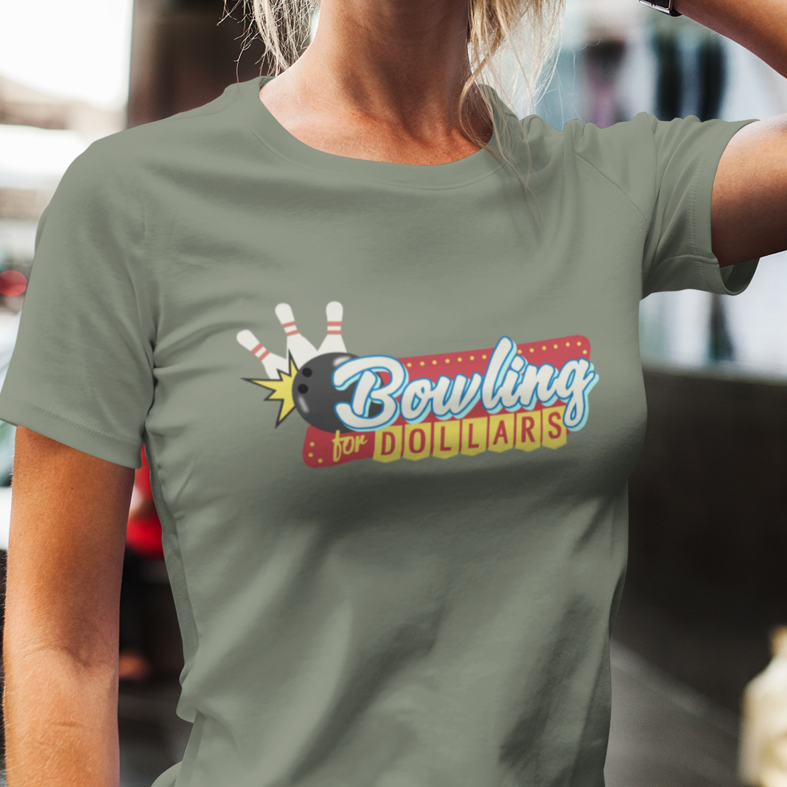 T-Shirt with 'Bowling for Dollars' graphic