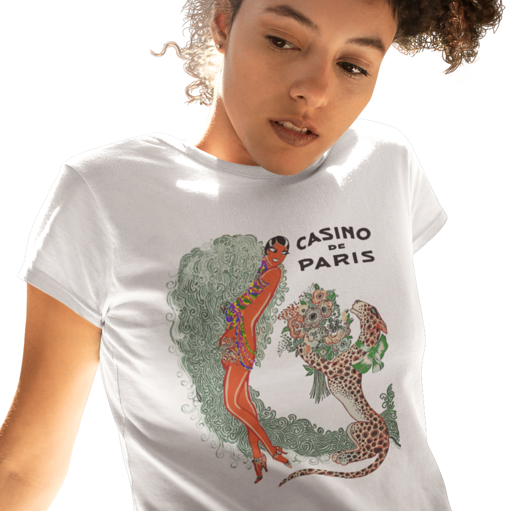 T-shirt with an elaborate graphic of Josephine Baker and 'Casino de Paris' text