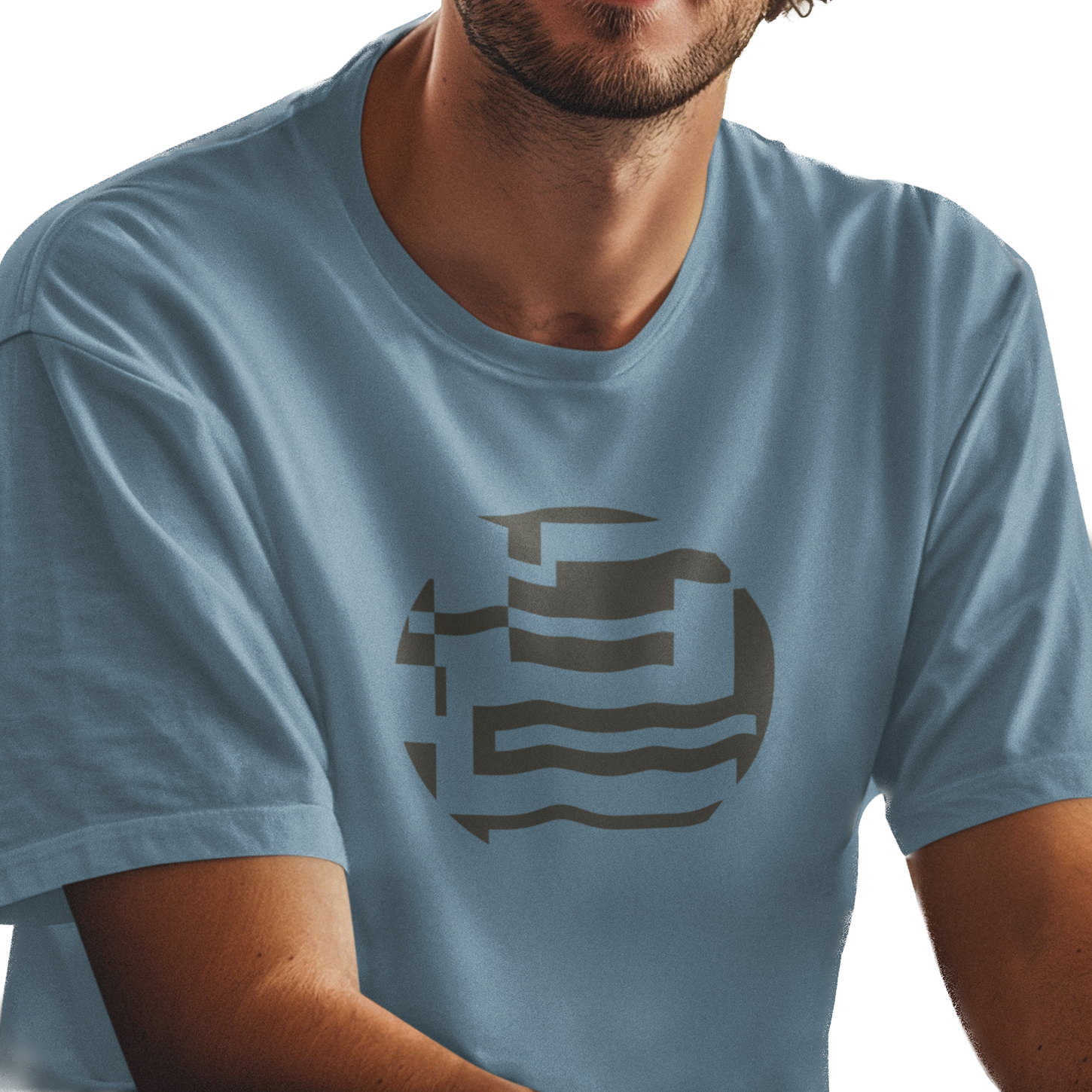 T-shirt with a black geometric design 