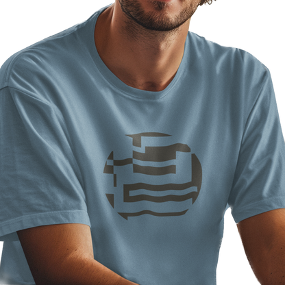 T-shirt with a black geometric design 