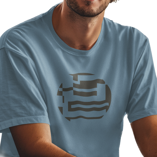 T-shirt with a black geometric design 