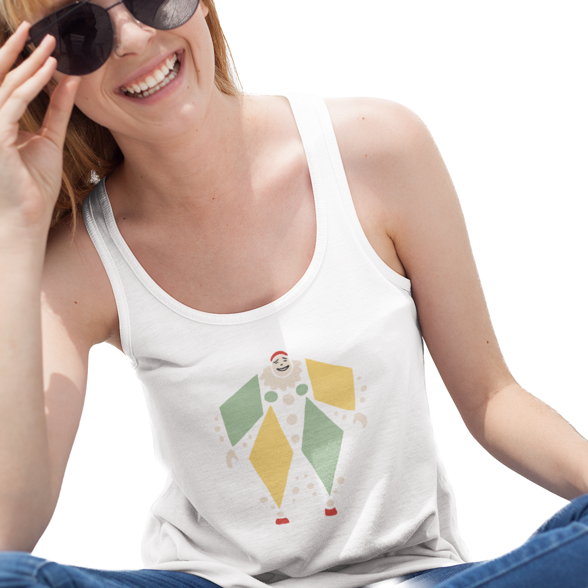 Tank top with a colorful clown graphic