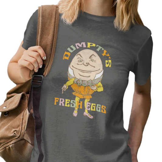 T-shirt with cartoon character and 'Humpty Dumpty's Fresh Eggs' text 