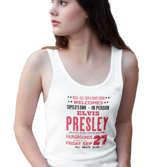 Tank top with Elvis Presley state fair concert poster graphic