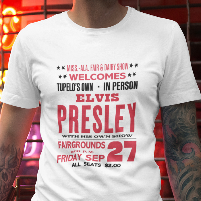 T-shirt with Elvis Presley state fair concert poster graphic