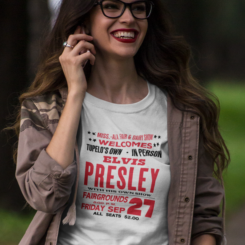 T-shirt with Elvis Presley state fair concert poster graphic