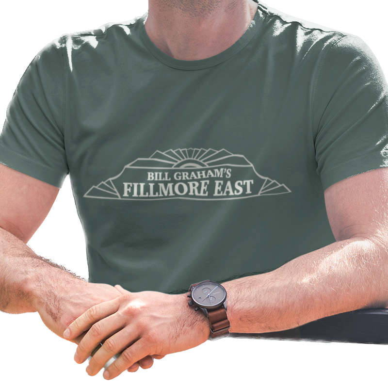 T-shirt with facade graphic and "Bill Graham's Fillmore East" text
