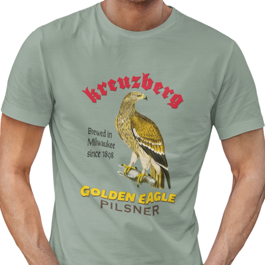 T-shirt with a graphic of an eagle in a beer ad