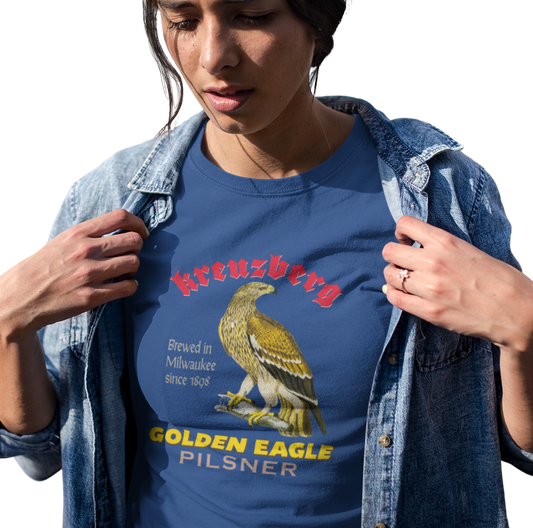 T-shirt with a graphic of an eagle in a beer ad