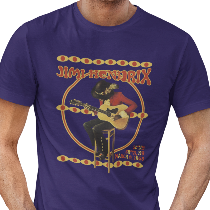 T-shirt with graphic of Jimi Hendrix for a concert on Long Island. 