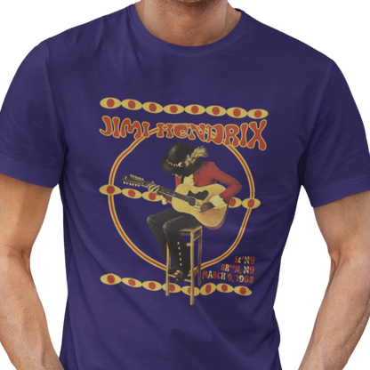 T-shirt with graphic of Jimi Hendrix for a concert on Long Island. 
