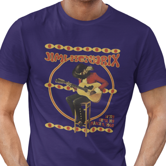 T-shirt with graphic of Jimi Hendrix for a concert on Long Island. 
