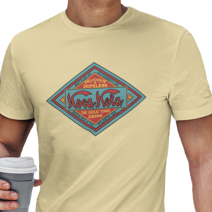 T-shirt with retro Koca Nola cola brand logo graphic