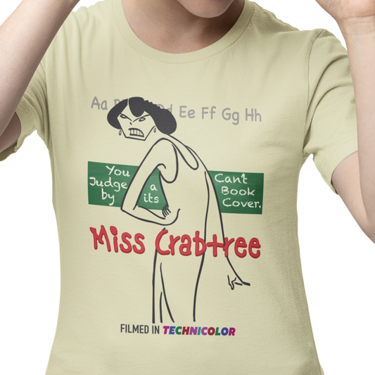 T-shirt with graphic of a poster for a fictional 'Miss Crabtree' movie