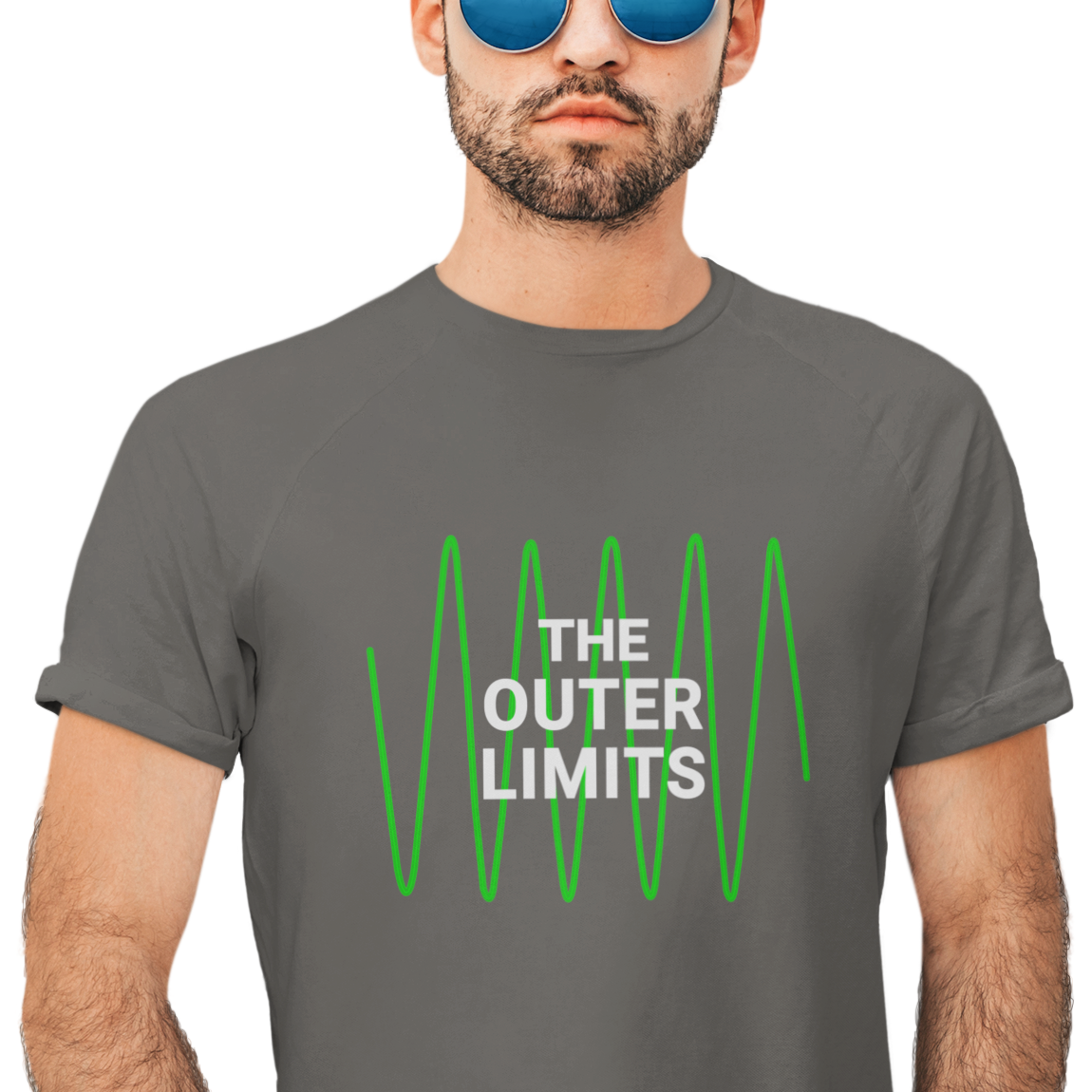 T-shirt with 'The Outer Limits' text above a green oscilloscope graphic.