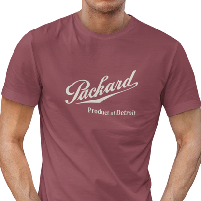 T-shirt with Packard graphic and 'Product of Detroit' text