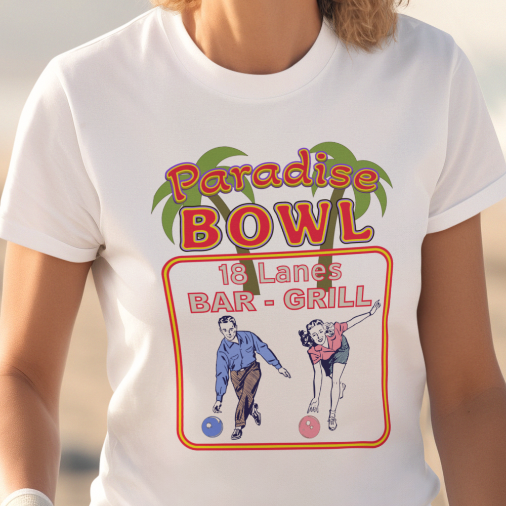 T-shirt with Paradise Bowling Alley graphic