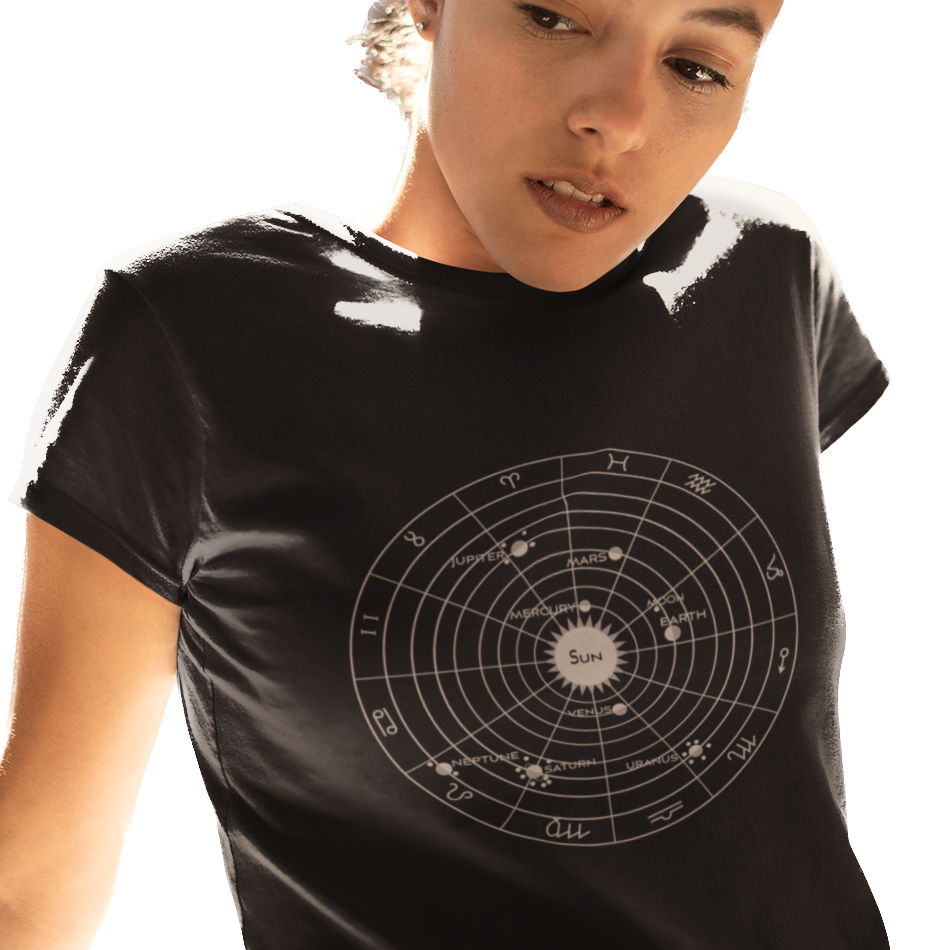 Solar System and Zodiac T-Shirt Women's