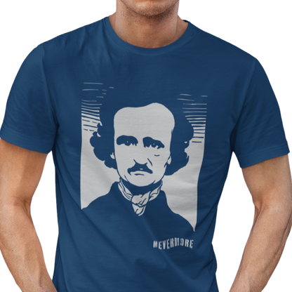 T-shirt with Edgar Allan Poe graphic and "Nevermore" text.