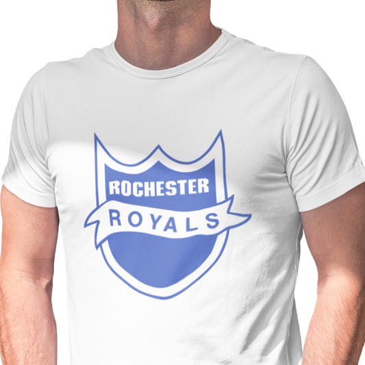 T-shirt with Rochester Royals basketball team graphic.