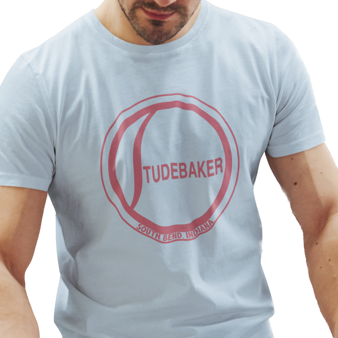 T-shirt with Studebaker graphic and 'South Bend, Indiana' text.
