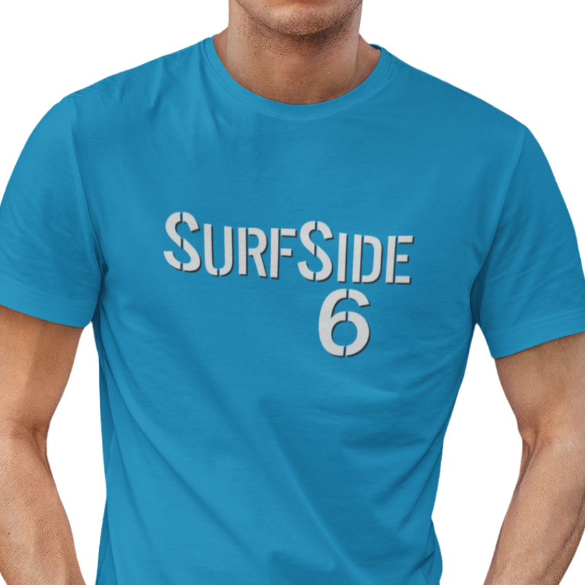 T shirt with "SurfSide 6" graphic text