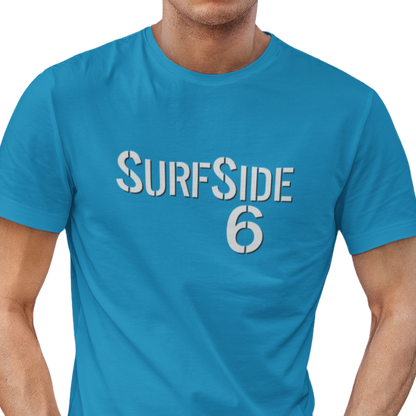 T shirt with "SurfSide 6" graphic text