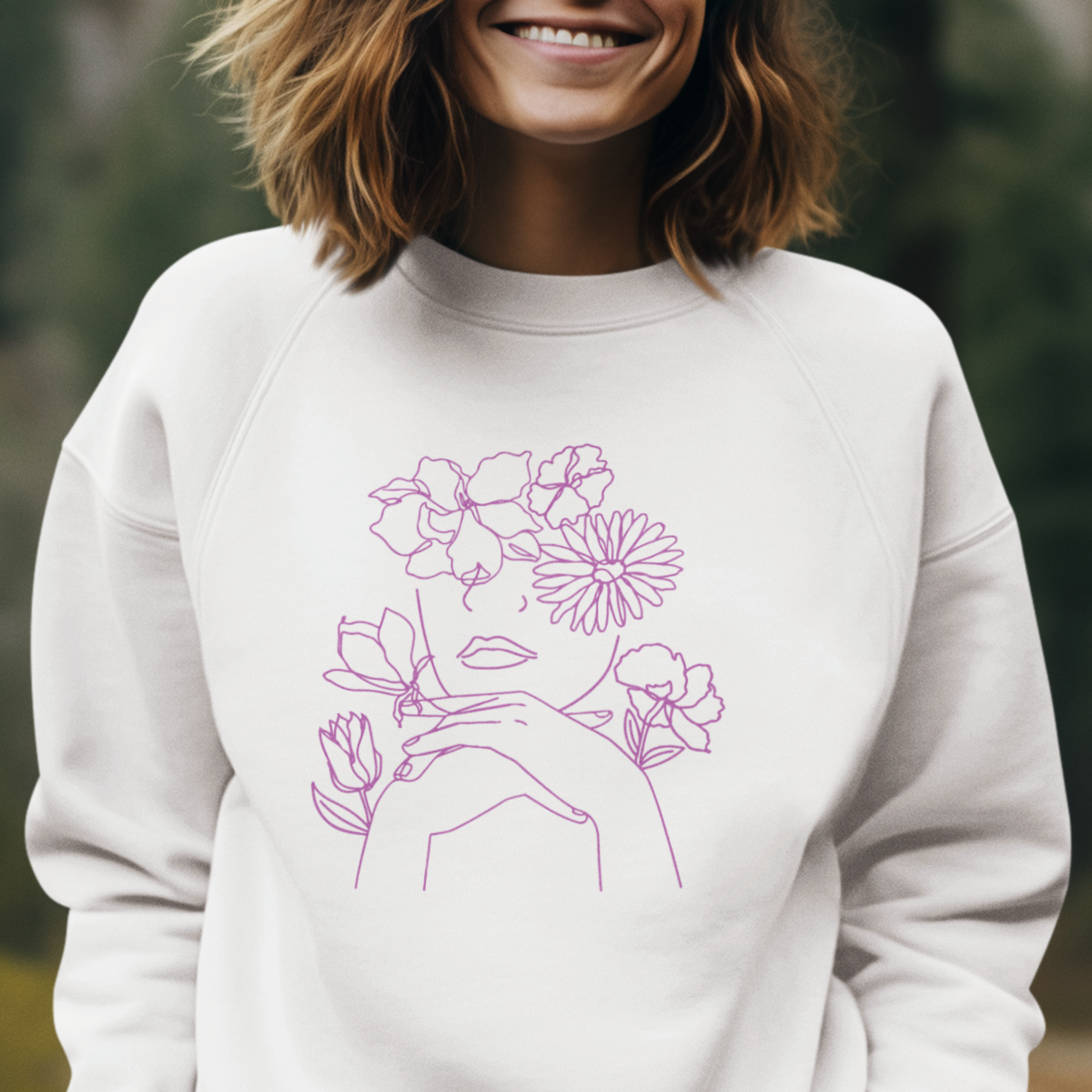 Woman and flowers sweatshirt