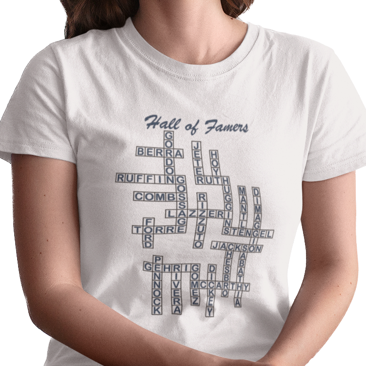 NY Yankees Hall of Famers Crossword Women's T-Shirt