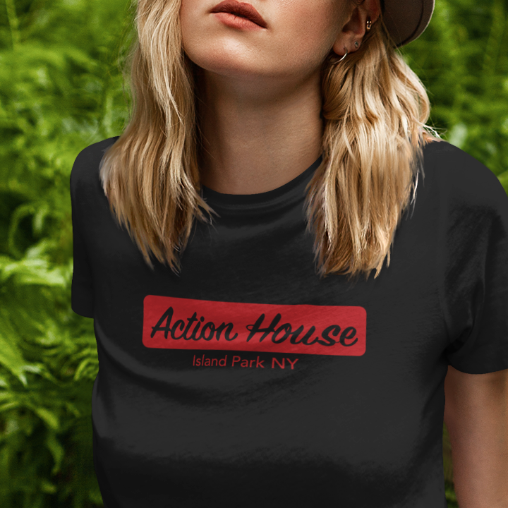 Action House women's t-shirt. Old Long Island Rock & Roll club.